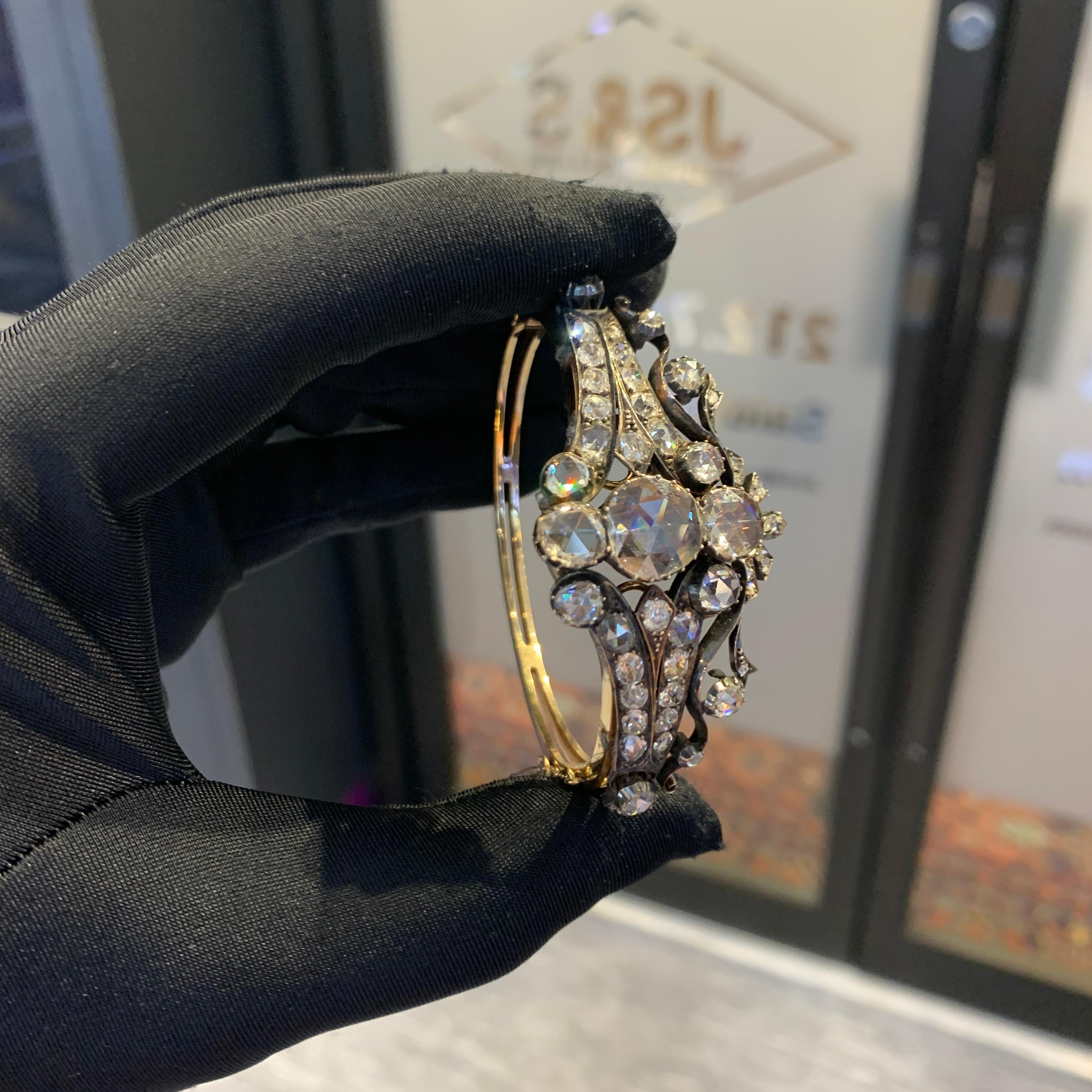 Women's Victorian Rose Cut Diamond Bangle For Sale