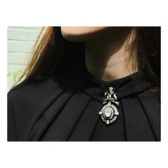 Victorian Rose Cut Diamond Bow Dangle 18 Karat Rose Gold Pendant Brooch
