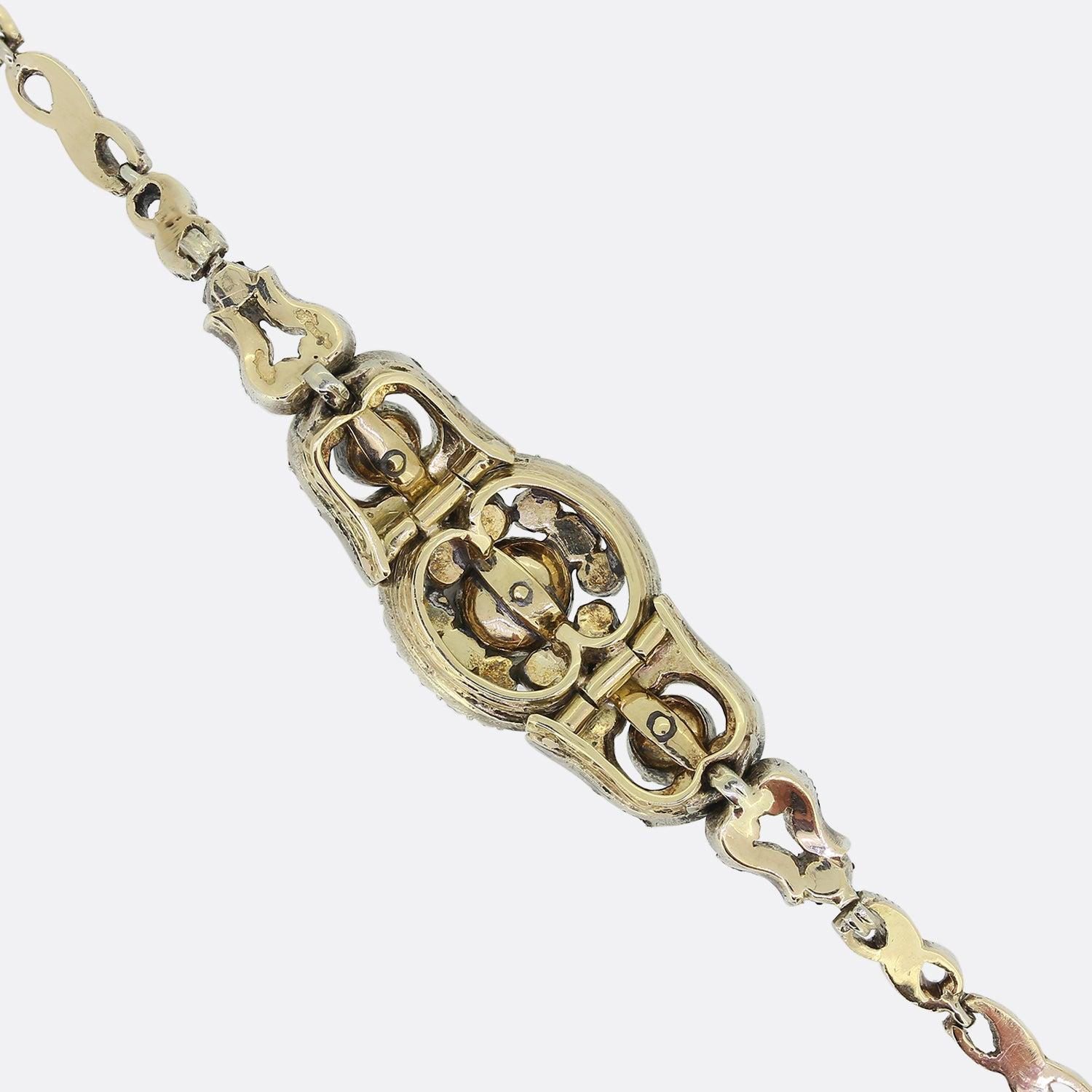 Victorian Rose Cut Diamond Bracelet For Sale 2