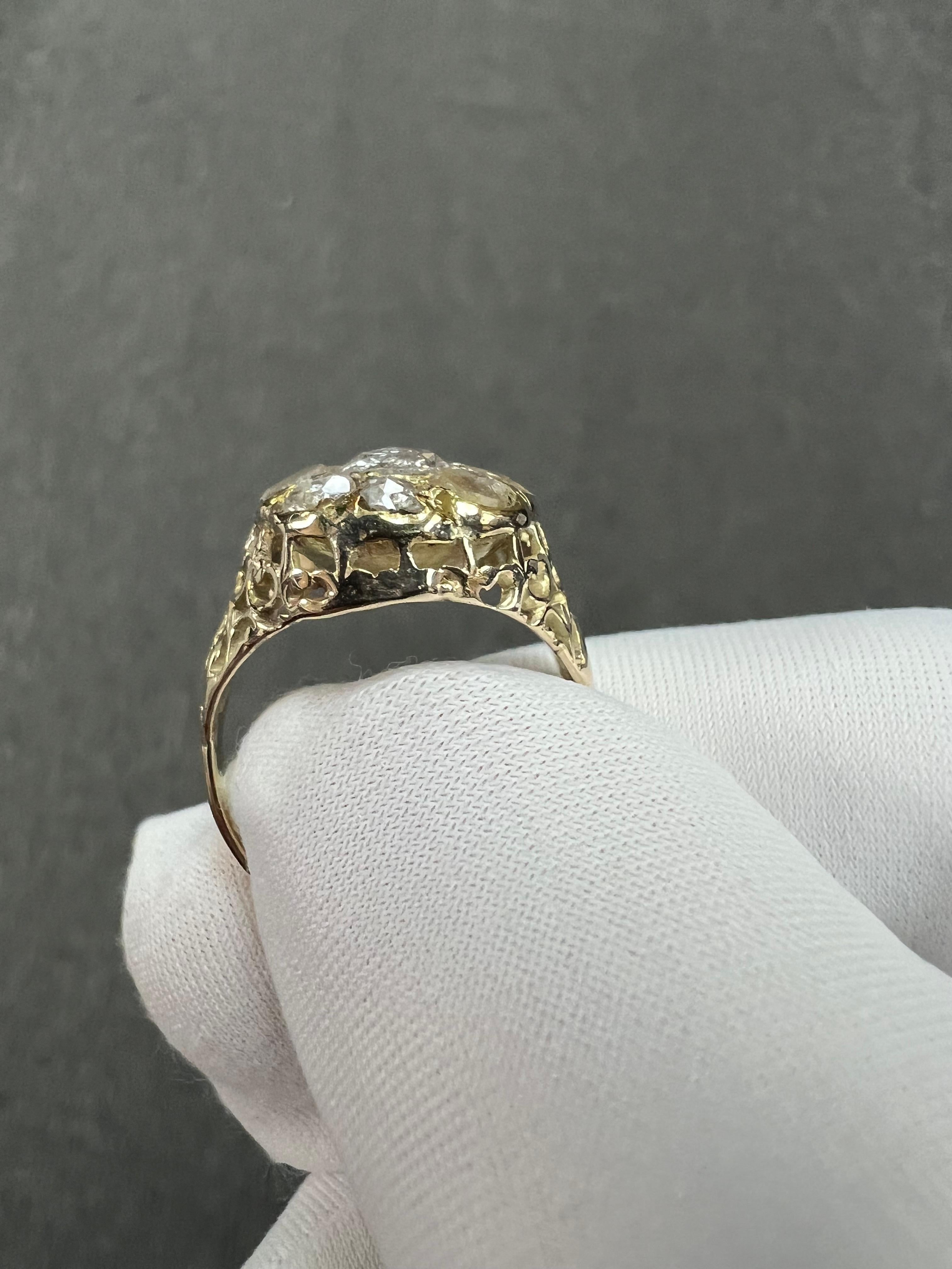 Viktorianischer Diamant-Cluster-Ring im Rosenschliff CIRCA 1890er Jahre im Angebot 7