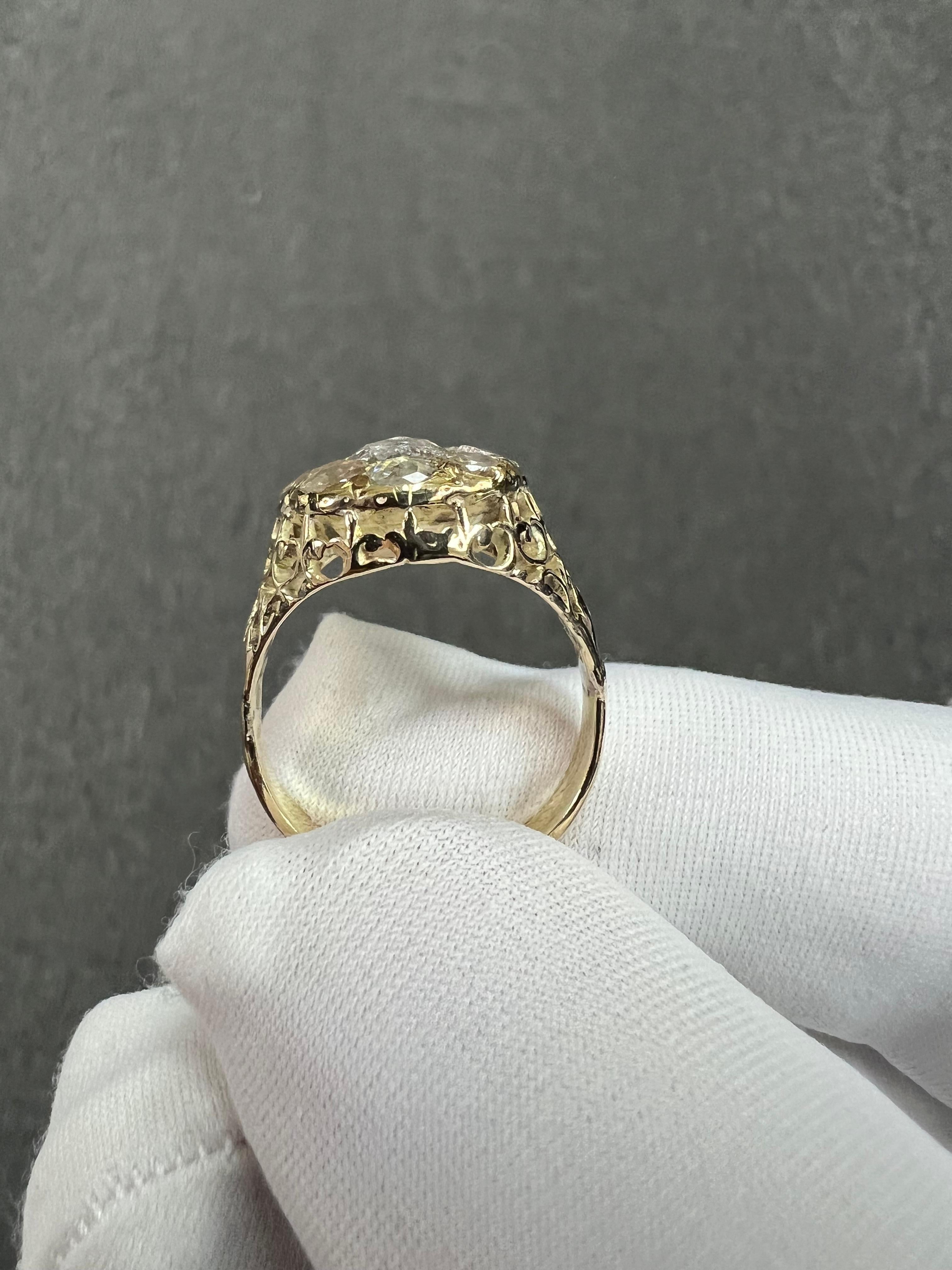 Viktorianischer Diamant-Cluster-Ring im Rosenschliff CIRCA 1890er Jahre im Angebot 8
