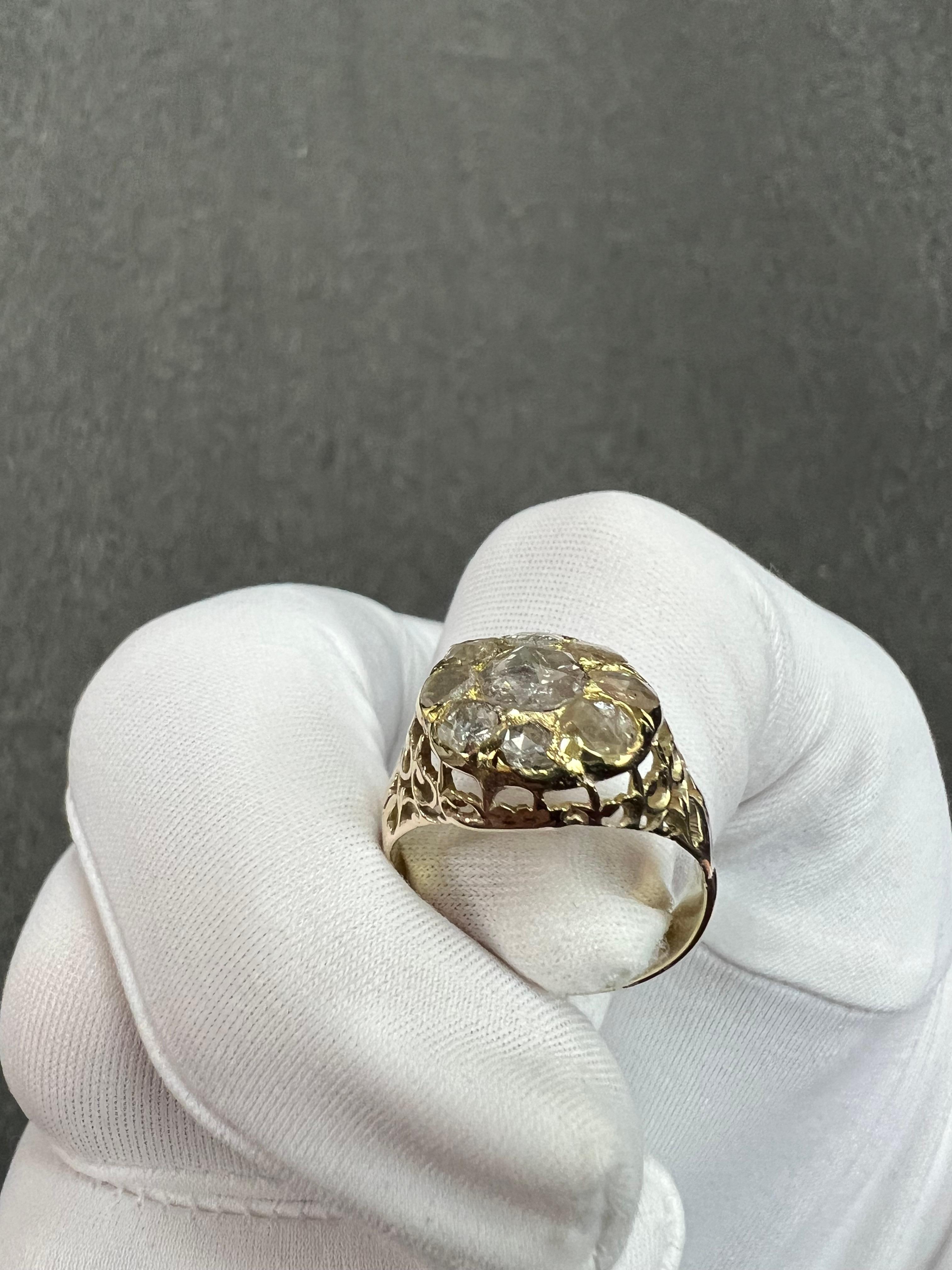 Viktorianischer Diamant-Cluster-Ring im Rosenschliff CIRCA 1890er Jahre im Angebot 9