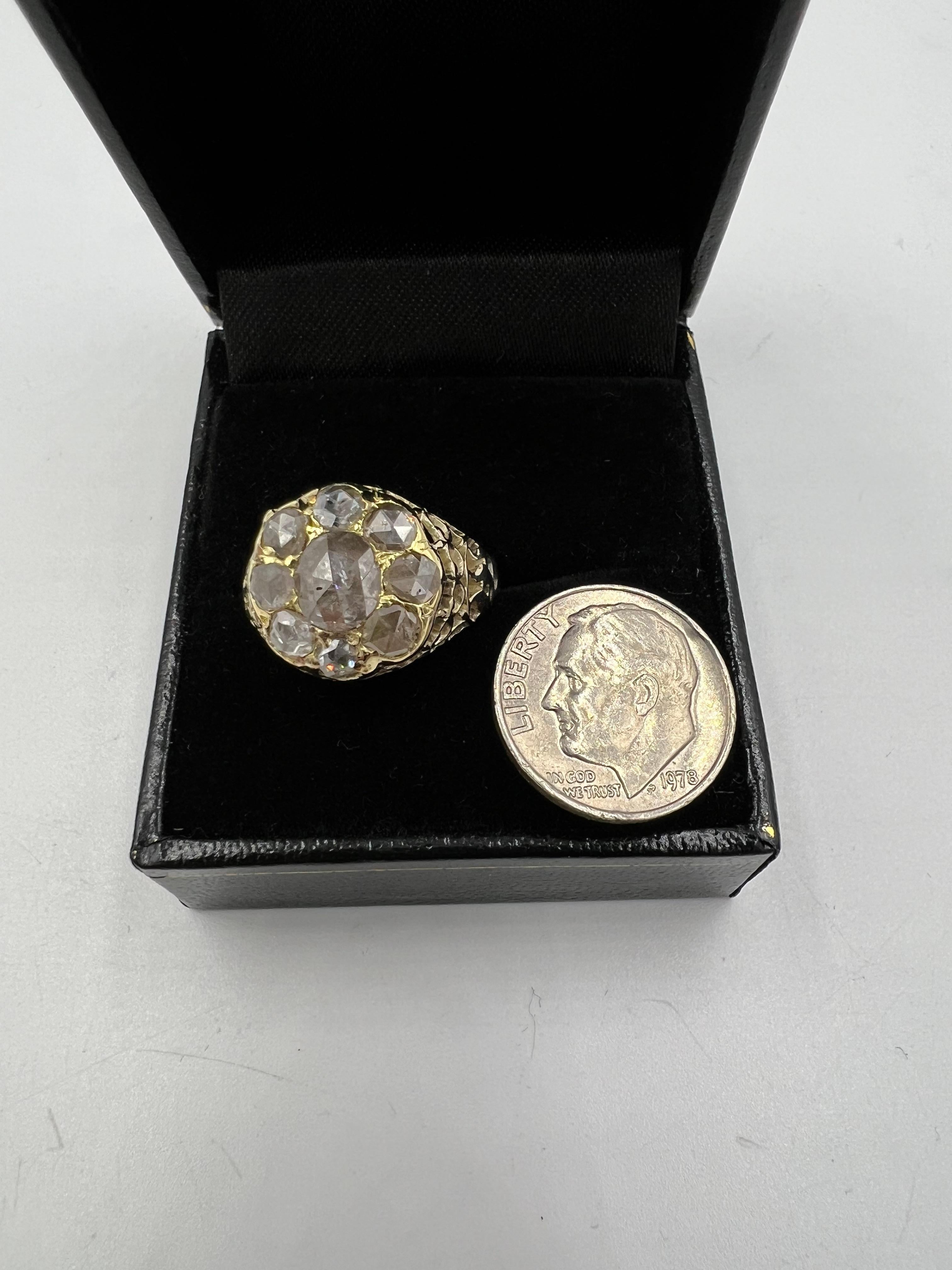 Viktorianischer Diamant-Cluster-Ring im Rosenschliff CIRCA 1890er Jahre im Angebot 11