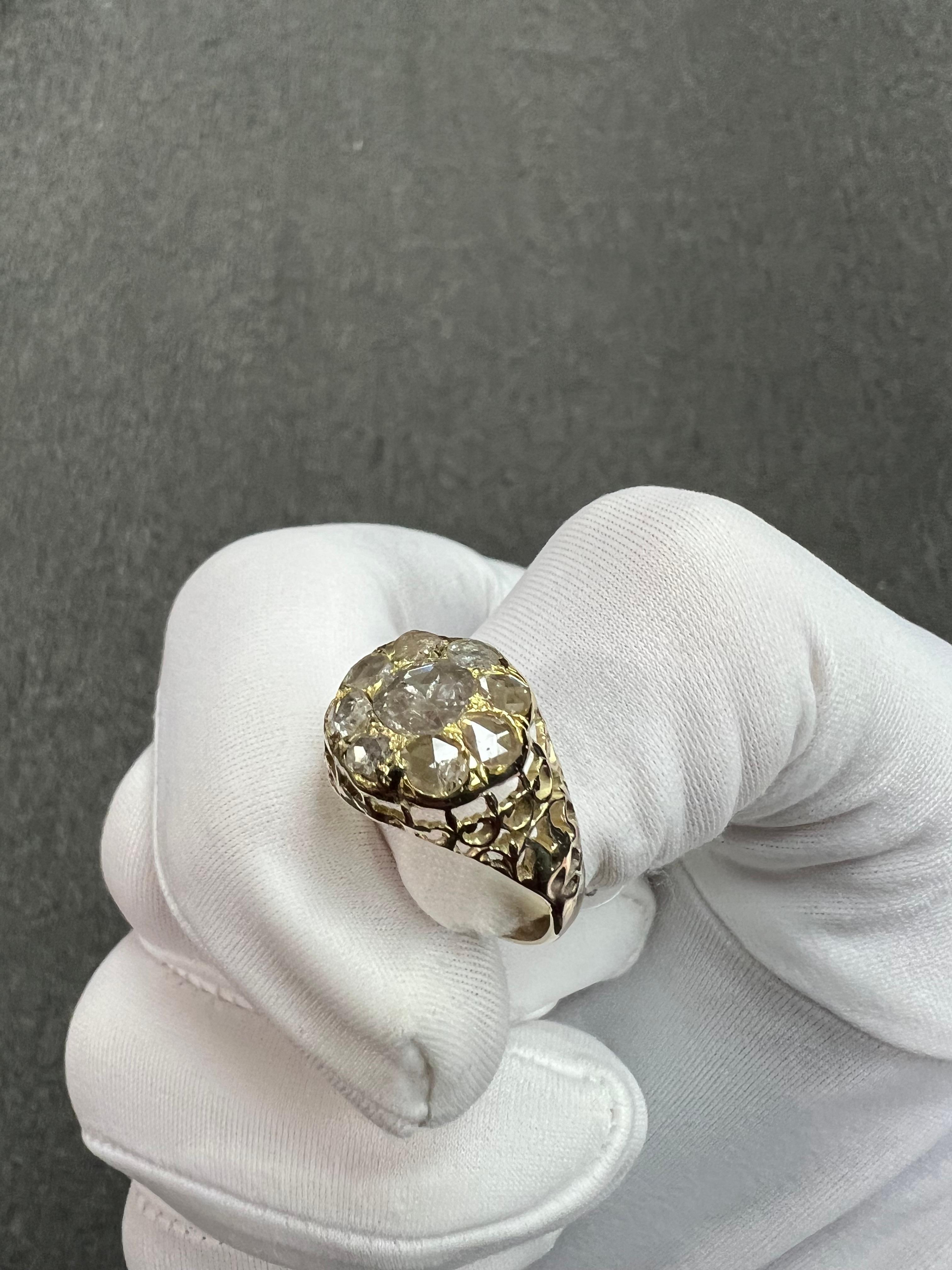 Viktorianischer Diamant-Cluster-Ring im Rosenschliff CIRCA 1890er Jahre im Angebot 4