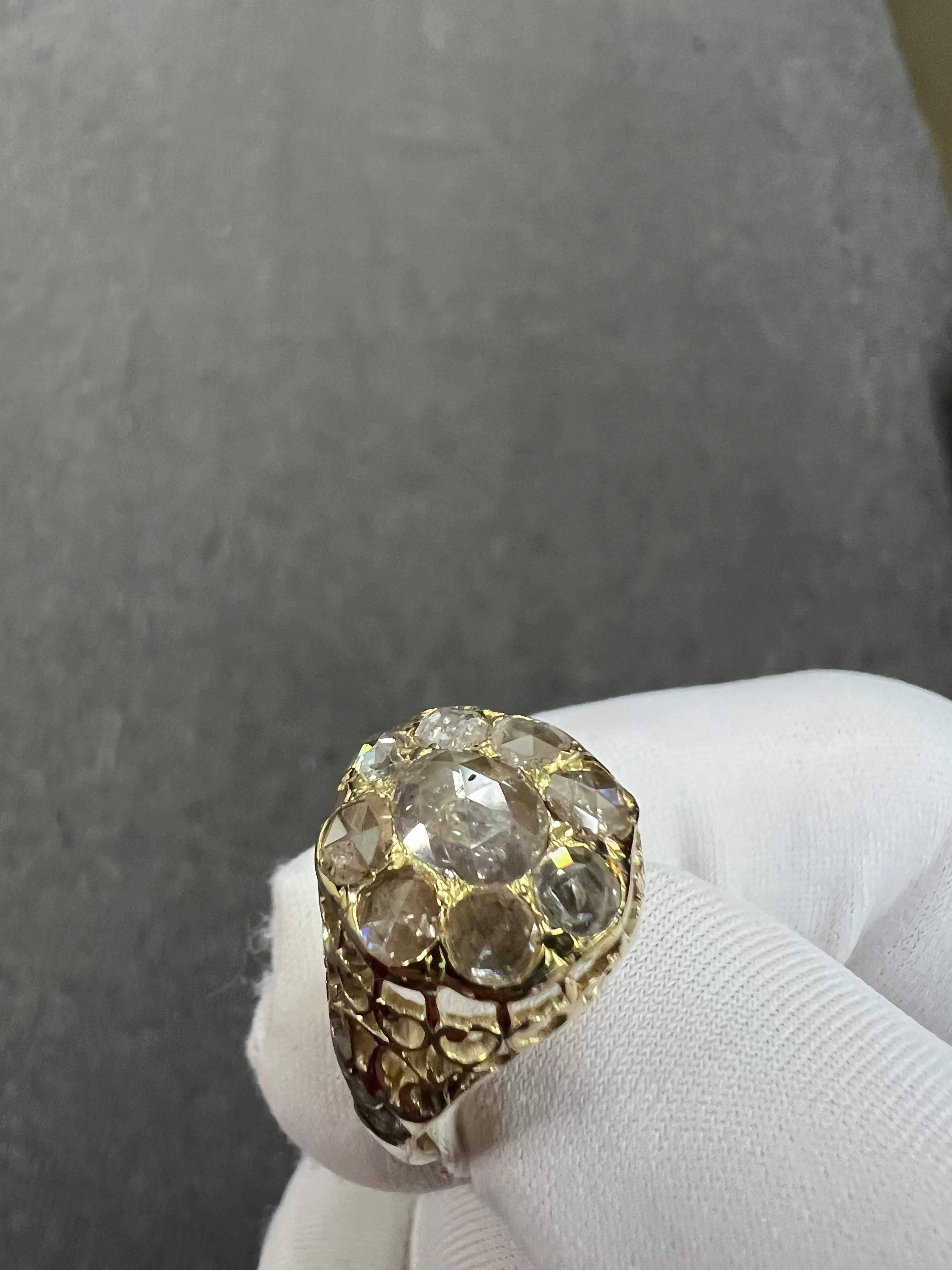 Viktorianischer Diamant-Cluster-Ring im Rosenschliff CIRCA 1890er Jahre im Angebot 5
