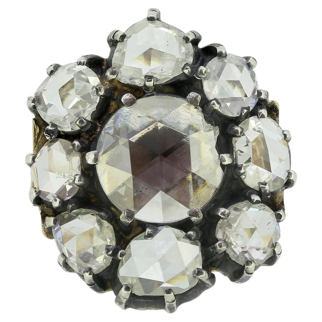 Victorian Rose Cut Diamond Cluster Ring