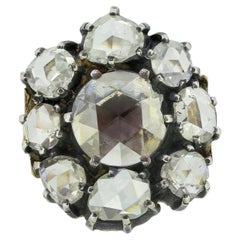 Victorian Rose Cut Diamond Cluster Ring