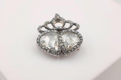 Victorian Rose Cut Diamond Double Heart Pendant-Brooch