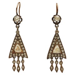 Victorian Rose-Cut Diamond Drop Earrings, circa 1870
