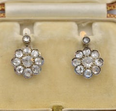 Victorian Rose Cut Diamond Drop Earrings
