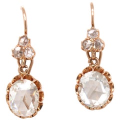 Antique Victorian Rose-Cut Diamond Earrings, circa 1890s