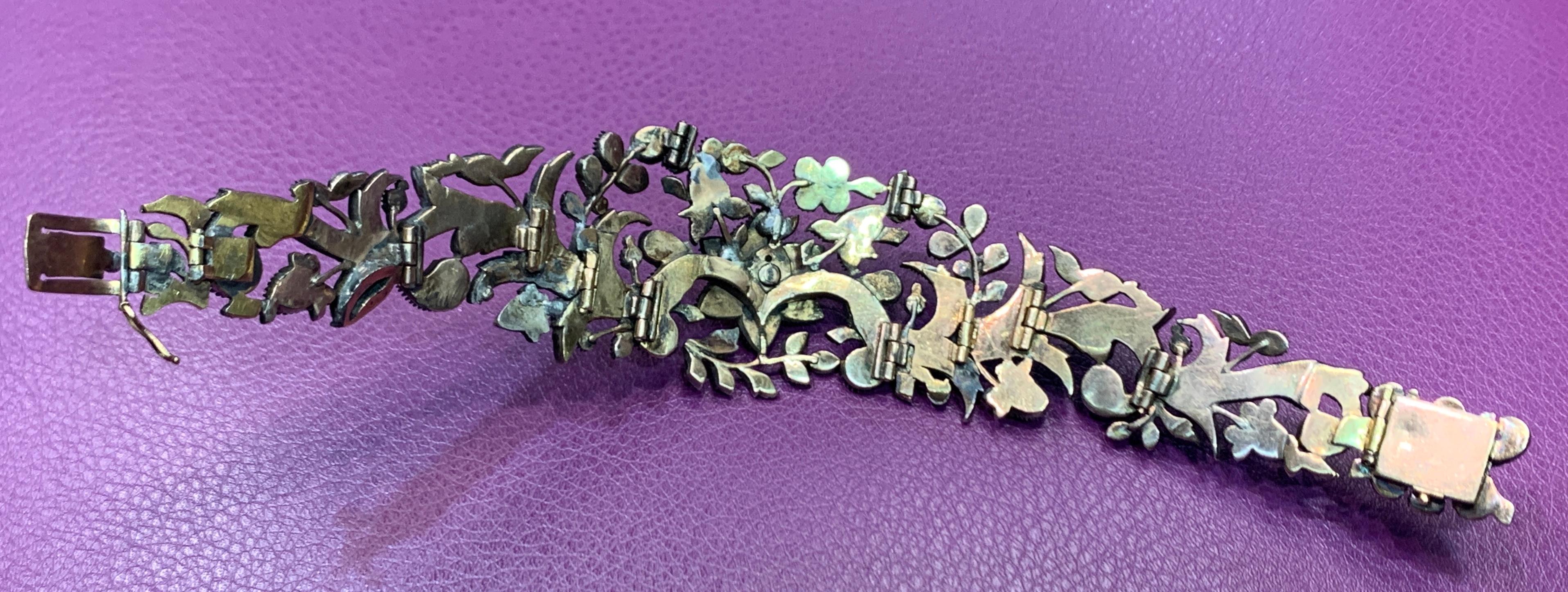 Women's Victorian Rose Cut Diamond Floral Bracelet