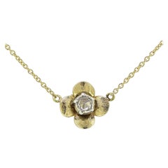 Victorian Rose Cut Diamond Flower Necklace