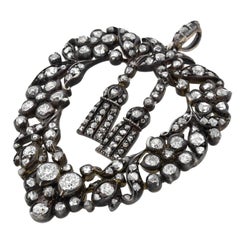 Victorian Rose Cut Diamond Heart and Tassel Pendant