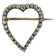 Viktorianische Herzbrosche mit Diamanten im Rosenschliff