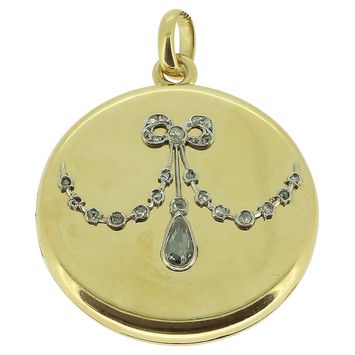 Victorian Rose Cut Diamond Locket Pendant For Sale