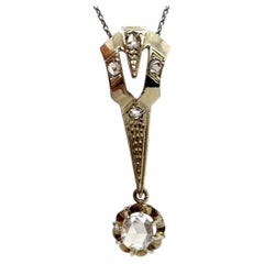Victorian Rose Cut Diamond Pendant Necklace 14K & 18K Gold Mined Original 1890's
