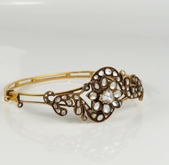 Victorian Rose Cut Diamond Rare 18 KT Bangle