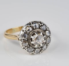 Victorian Rose Cut Diamond Rare Cluster Ring