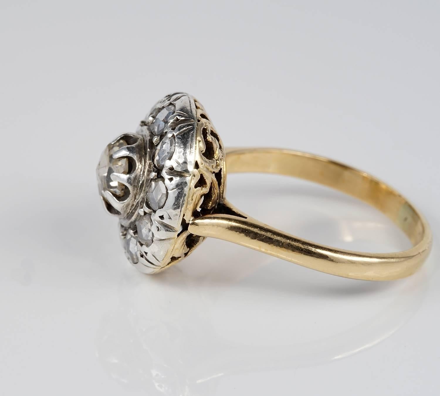 Women's Victorian Rose Cut Diamond Rare Cluster Ring For Sale