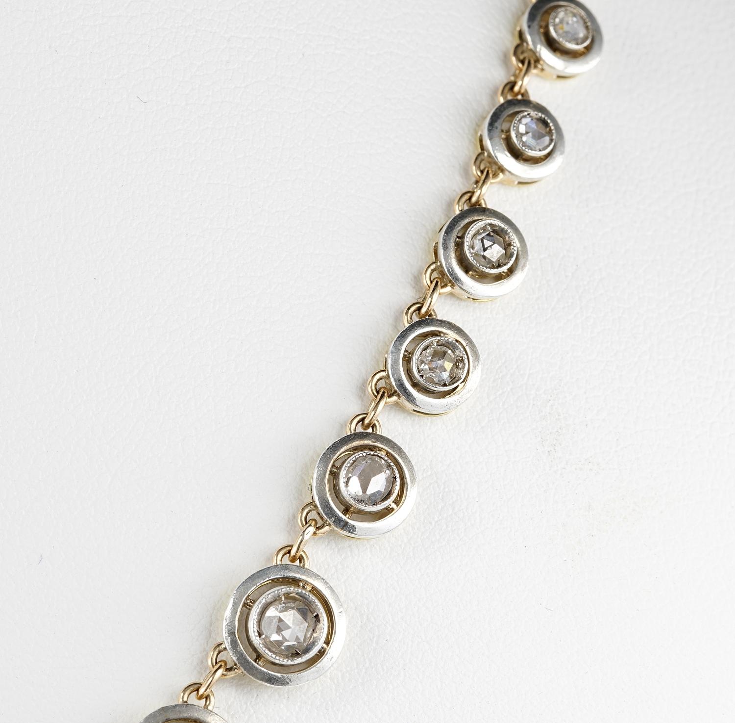 Seltene Target Riviere-Halskette im viktorianischen Rosenschliff-Diamant Damen im Angebot