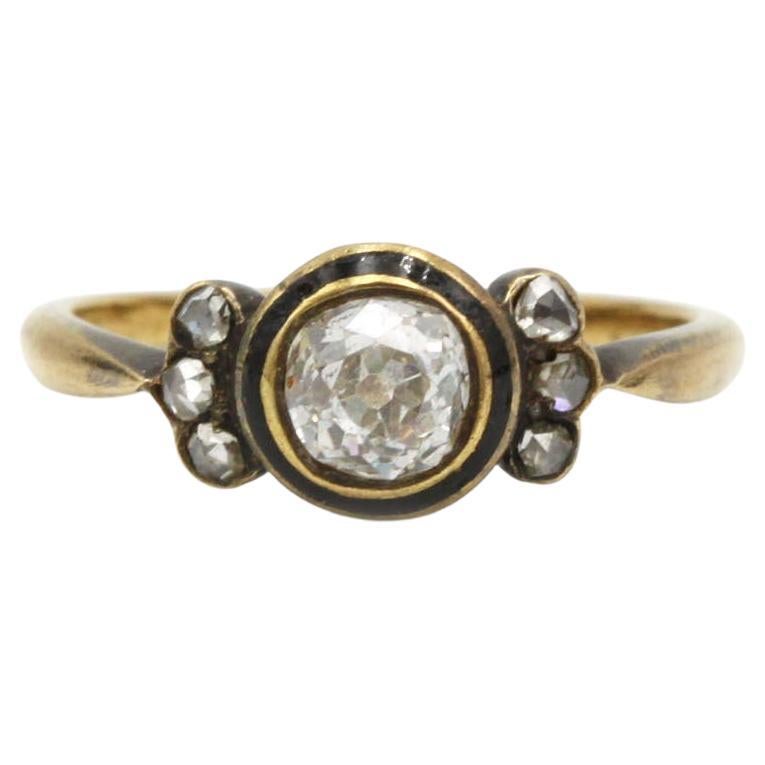 Victorian Rose-Cut Diamond Rosette Ring 18k Gold - Old european cut diamond