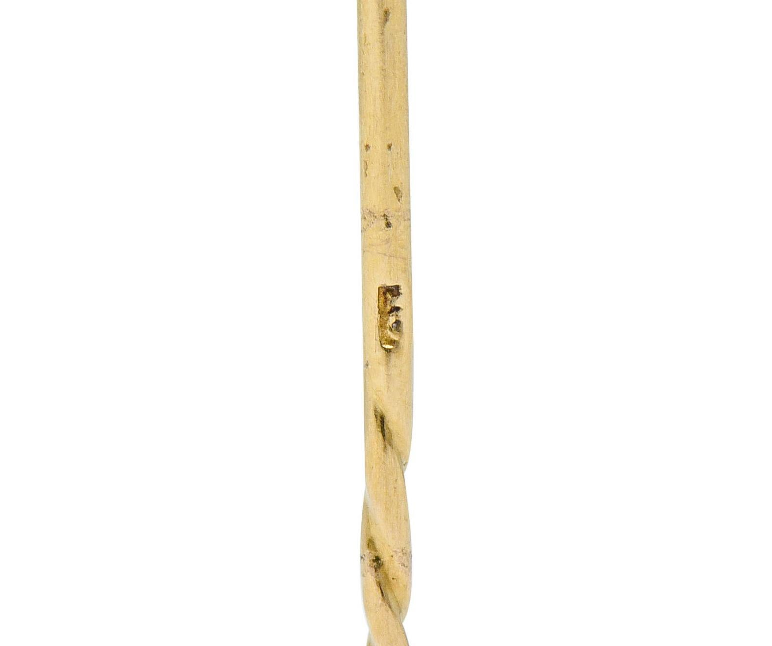 Femenino o masculino Clavija victoriana de bardo de oro de 18 quilates con diamante talla rosa y rubí cubierto de plata en venta