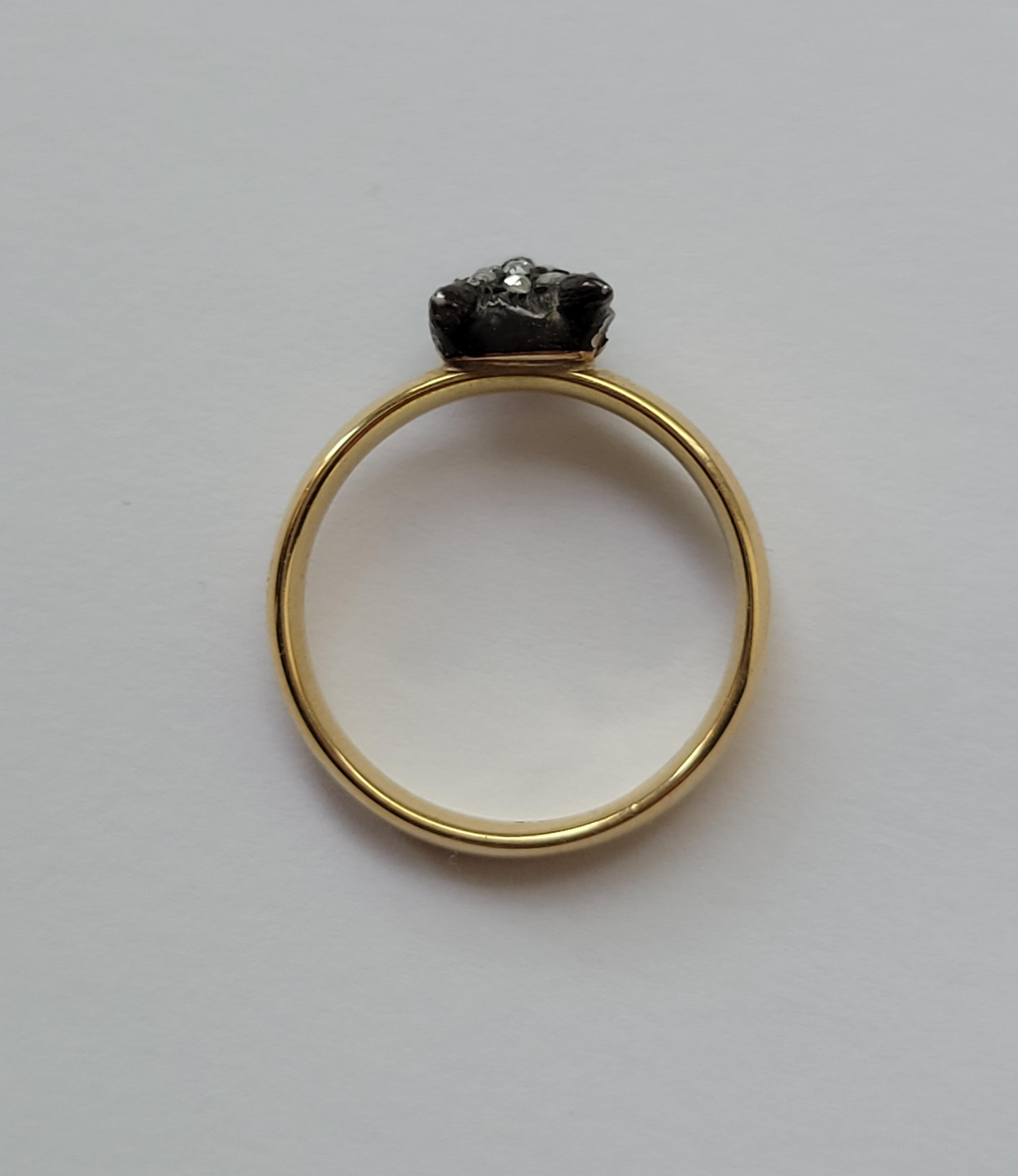 Women's Victorian Rose Cut Diamond Silver Gold Fox Ring For Sale