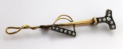 Victorian Rose-Cut Diamond, Silver-Topped 18k Yellow Gold Equestrian Pin
