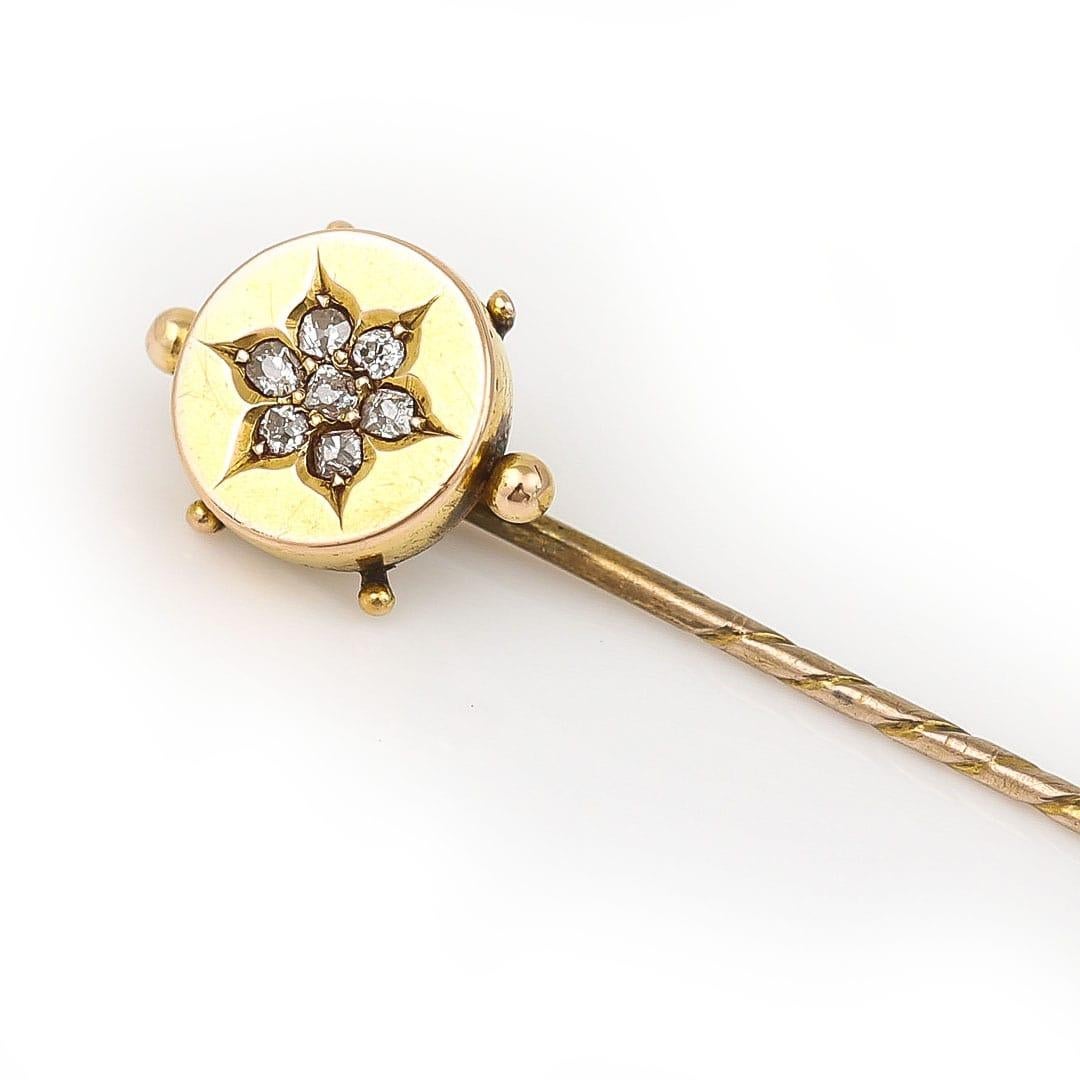 Victorian Rose Cut Diamond Star Stick Pin, circa 1880 In Good Condition In Lancashire, Oldham
