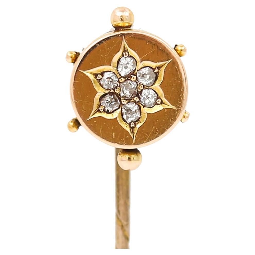 Victorian Rose Cut Diamond Star Stick Pin, circa 1880