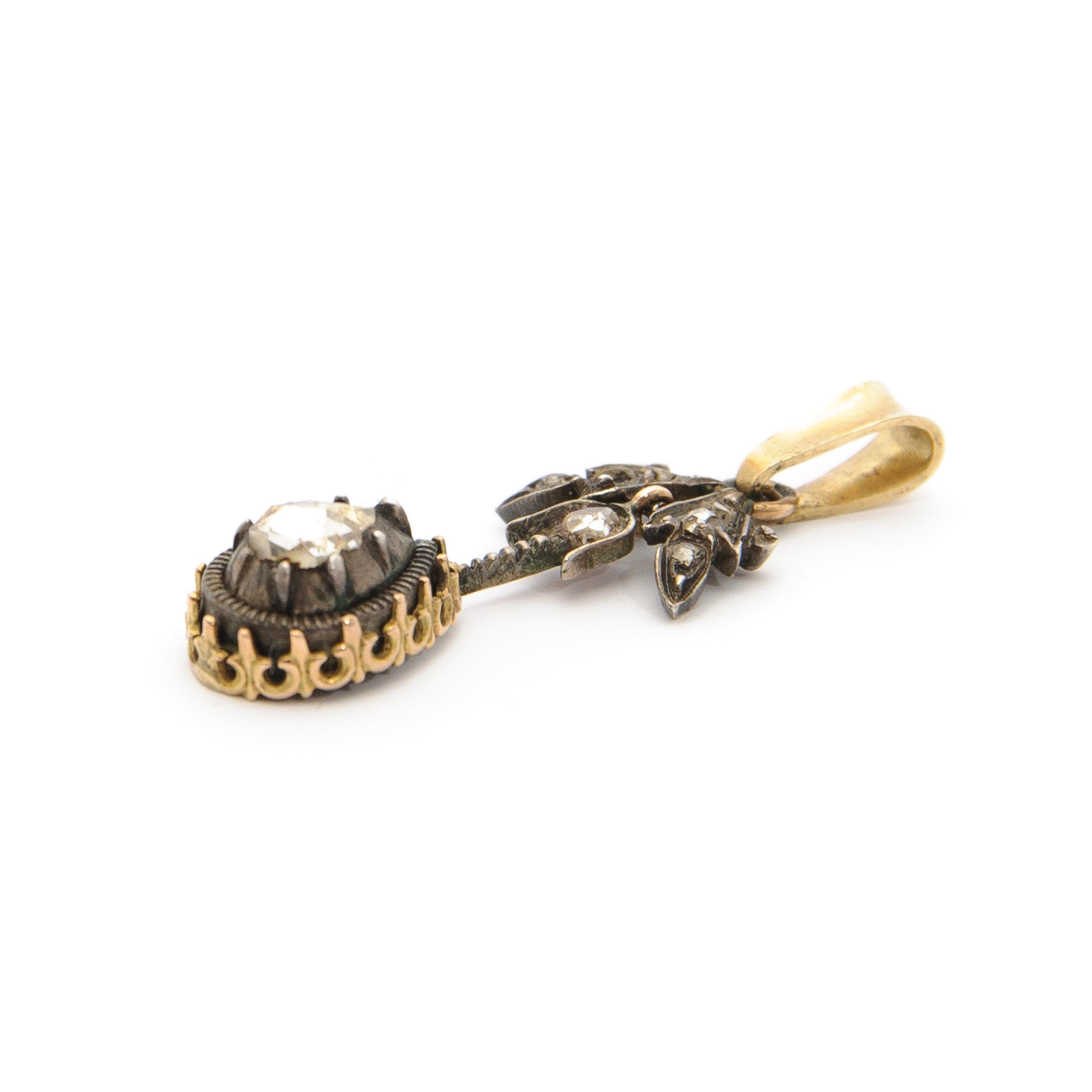 Women's Rose Cut Diamonds 14K Gold Pendant