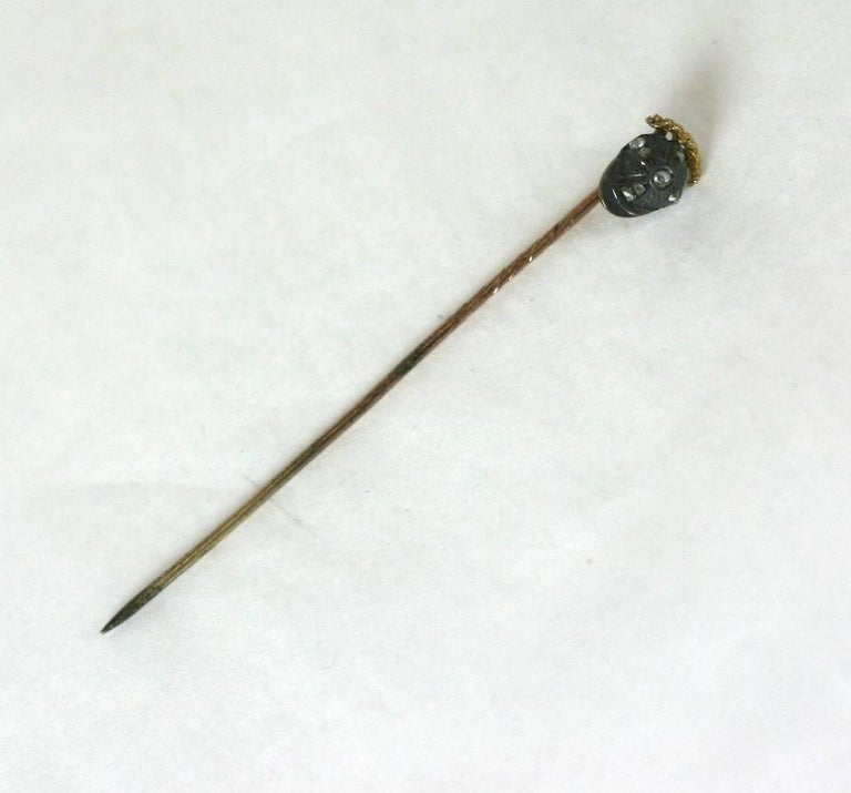 Victorian Rose Diamond Jockey Cap Stickpin For Sale at 1stDibs