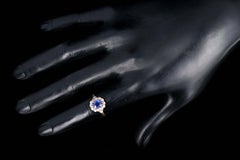 Victorian Rose Gold 1.1 Carat Kashmir Cushion Cut Sapphire and Old Mine Cut