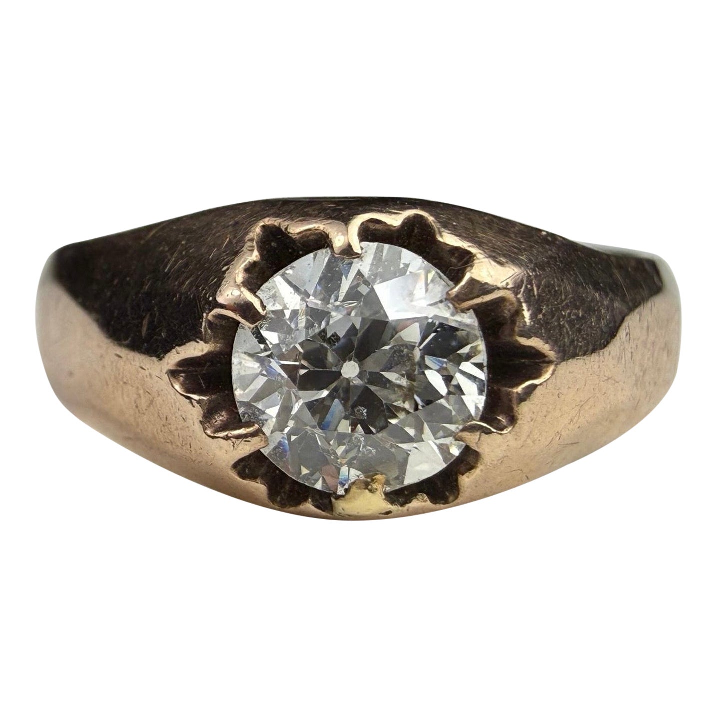 Victorian Rose Gold and Diamond Solitaire Engagement Ring