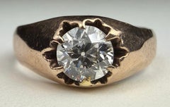 Victorian Rose Gold and Diamond Solitaire Engagement Ring