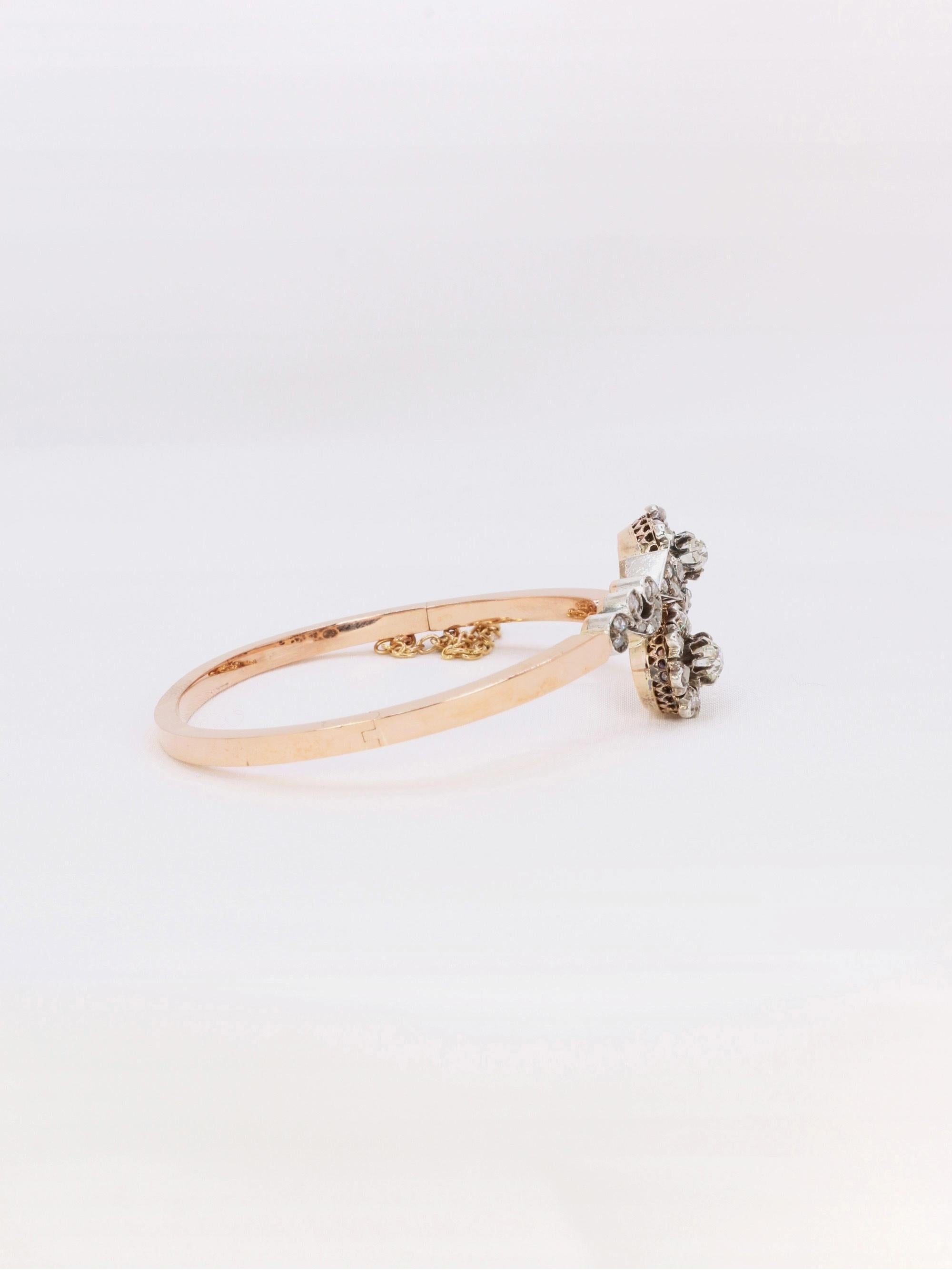 De las mujeres Brazalete victoriano de oro rosa y diamantes talla rosa