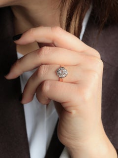 Victorian rose gold and rose-cut diamonds cluster ring