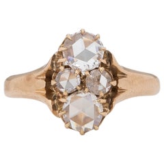 Viktorianischer Verlobungs-/Statement-Ring aus Roségold, antiker .80 Gesamtkaratgewicht Diamant im Rosenschliff