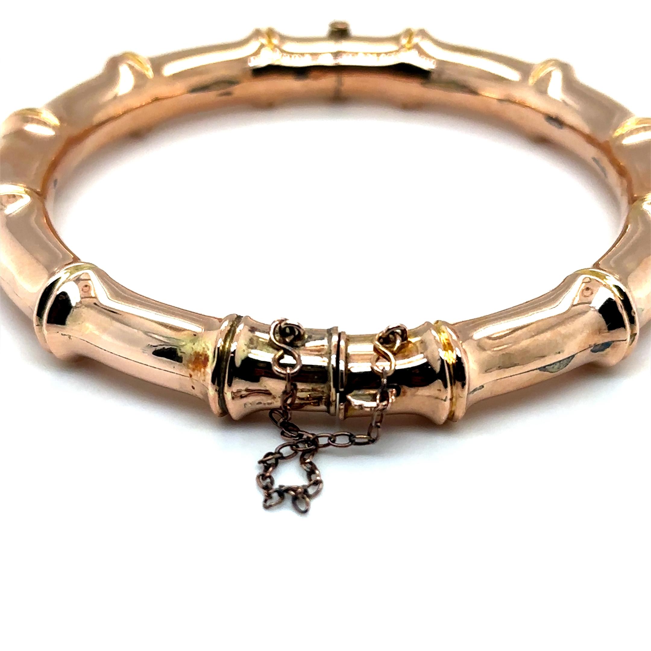 Brazalete Victoriano de Bambú en Oro Rosa en venta 3