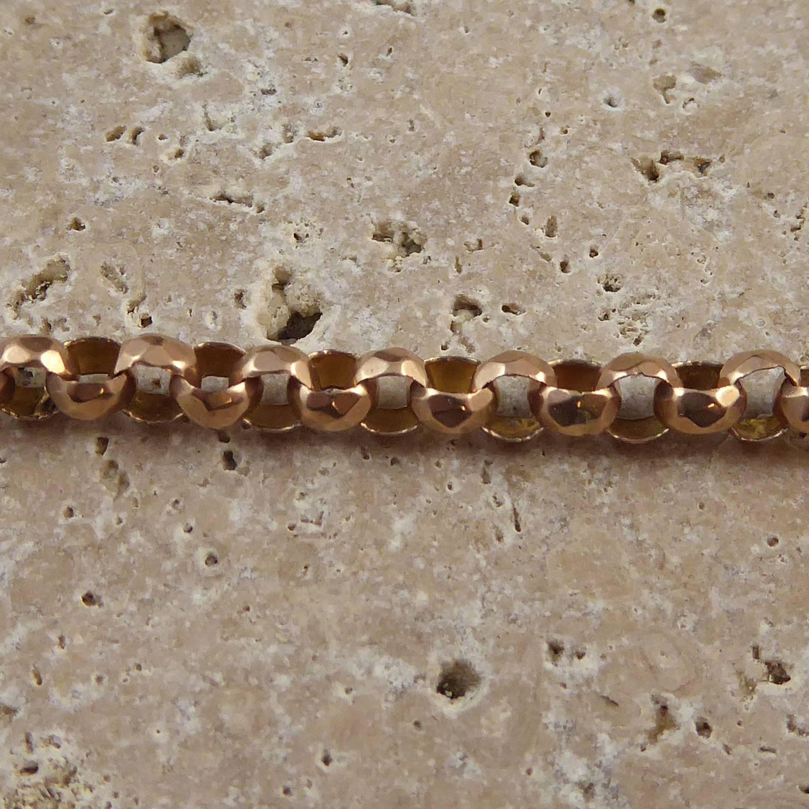 Victorian Rose Gold Chain, Faceted Belcher Links, Barrel Catch In Excellent Condition In Yorkshire, West Yorkshire