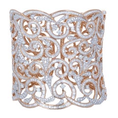 Victorian Look Rose Gold Diamond Lace Cuff  Bracelet