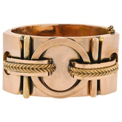 Victorian Rose Gold Double Buckle Bangle Bracelet