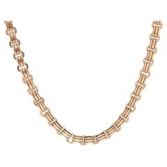 Victorian Rose Gold Fancy Book Link Necklace, Circa 1880