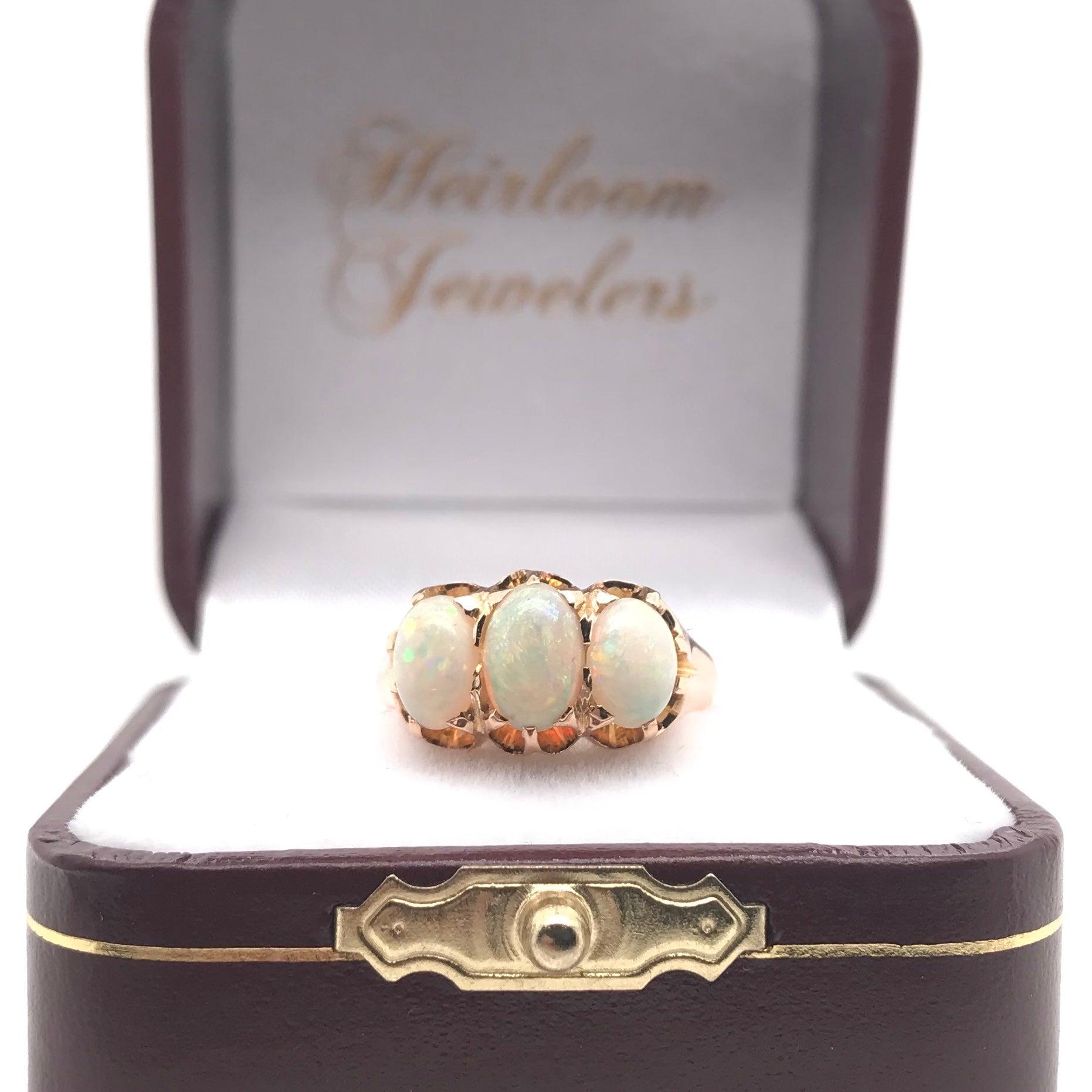 Victorian Rose Gold Opal Ring For Sale 12