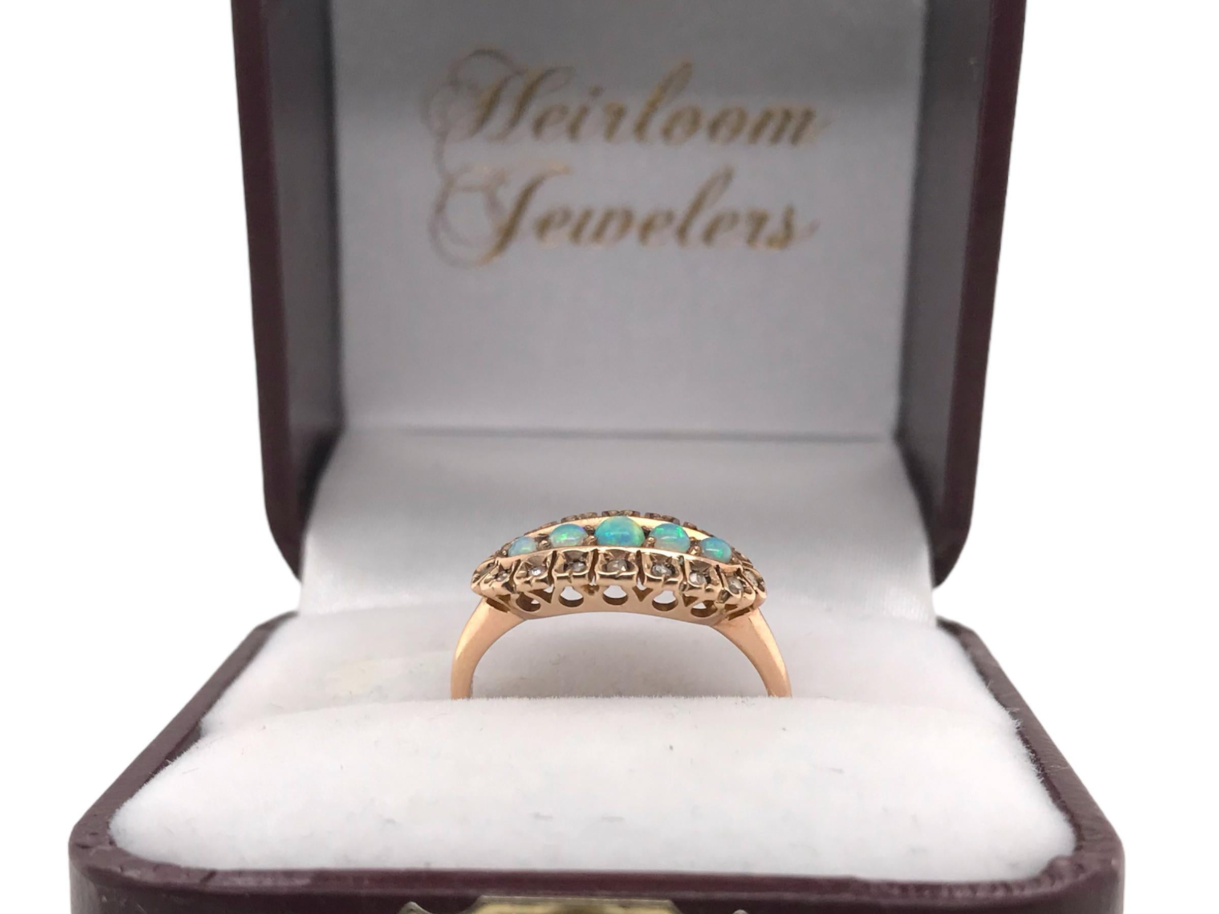 Victorian Rose Gold Opal and Rose Cut Diamond Diamond Ring For Sale at ...