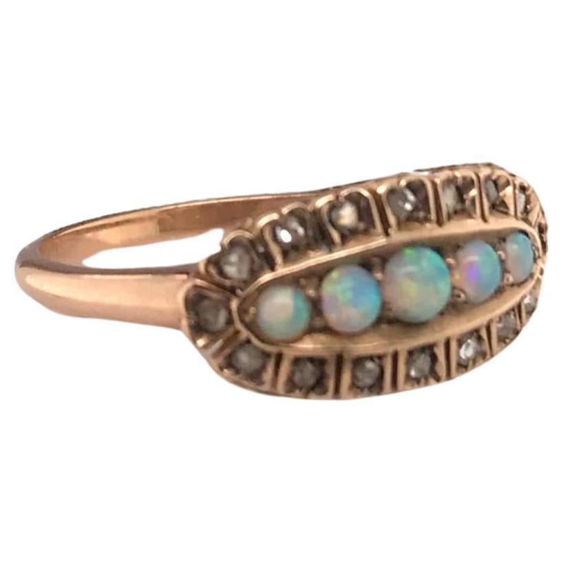 Victorian Rose Gold Opal and Rose Cut Diamond Diamond Ring For Sale at ...