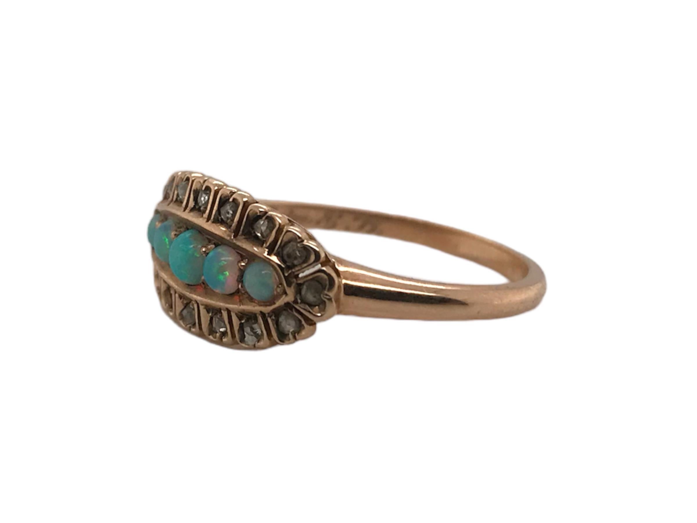 Victorian Rose Gold Opal and Rose Cut Diamond Diamond Ring For Sale at ...