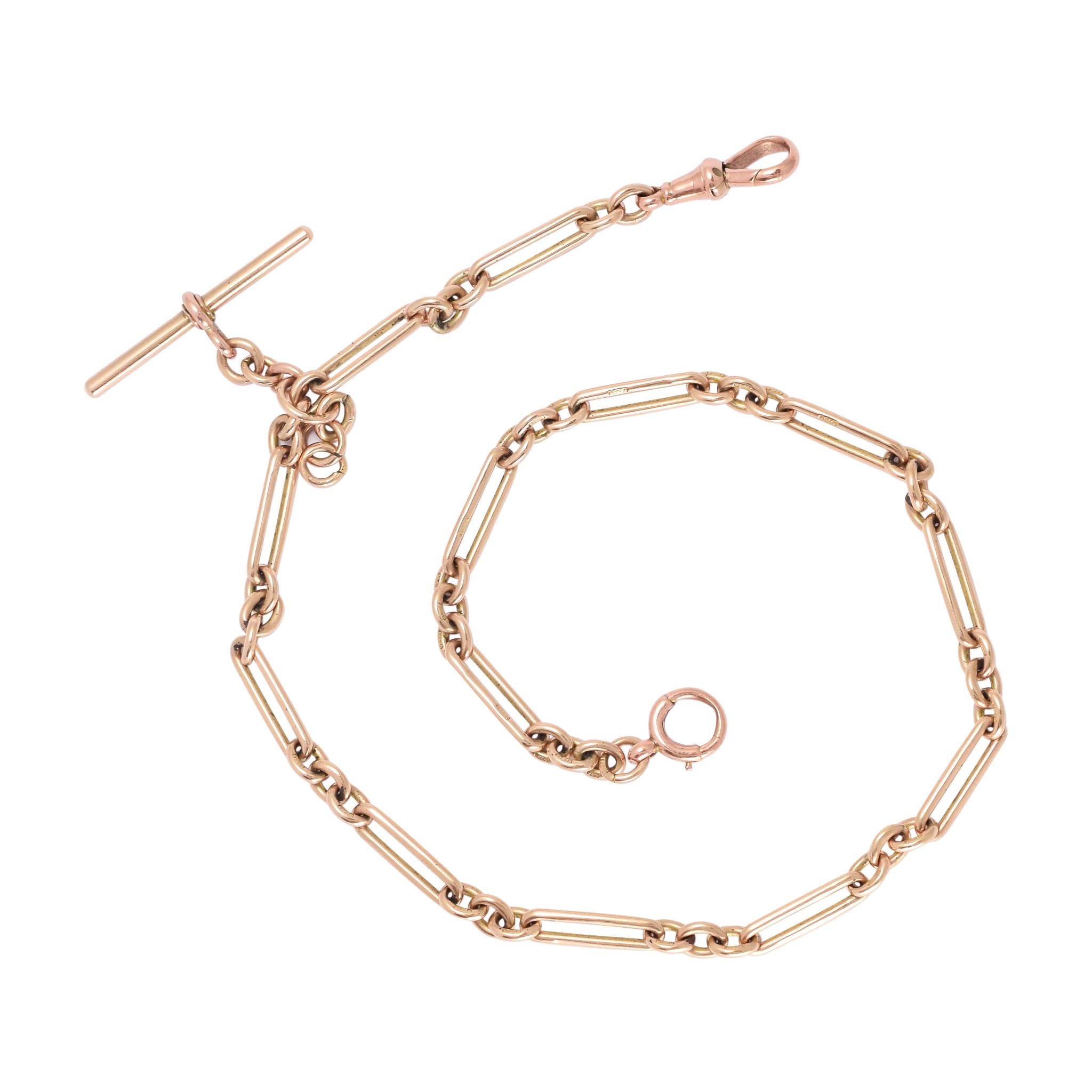 Victorian Rose Gold Trombone Link Chain Necklace