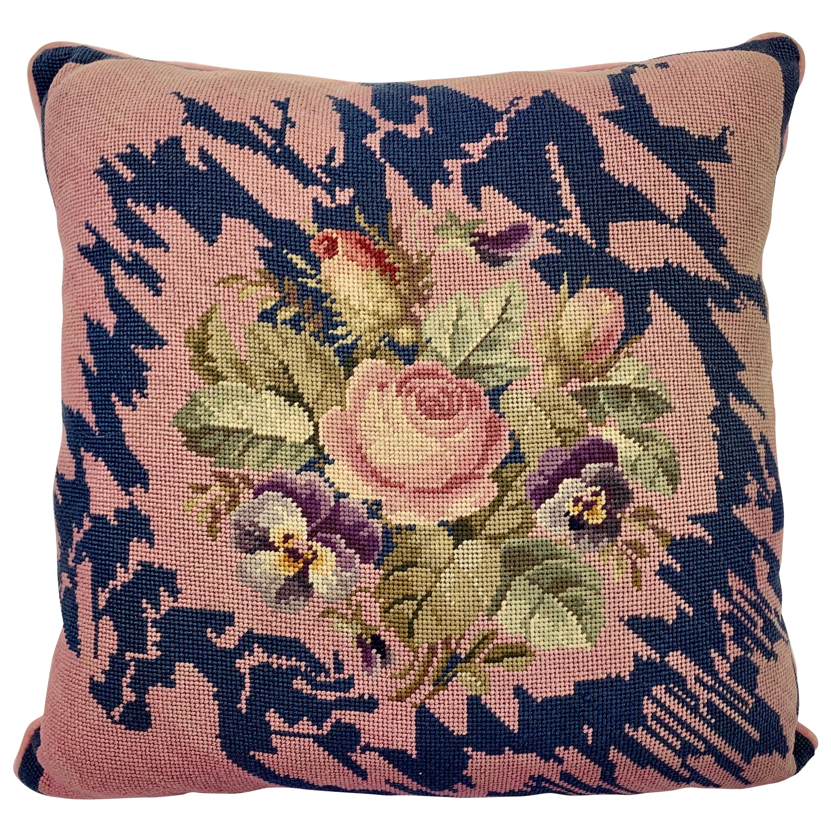 Victorian Rose Needlepoint Cushion or Decorative Pillow